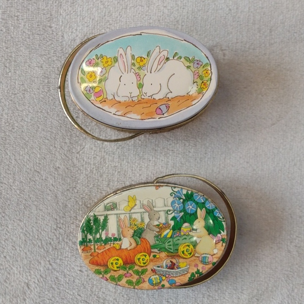 Set of Two Vintage Easter Tins with Handles